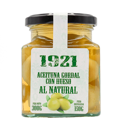 ACEITUNA VERDE GORDAL CON HUESO NATURAL