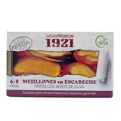 MEJILLONES DE LAS RIAS GALLEGAS EN ESCABECHE OLIVA 6/8 y 8/12 OL-120